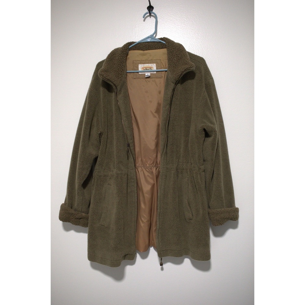 Talbots Womens Olive Green Sherpa Fleece Full Zip Jacket Size Small